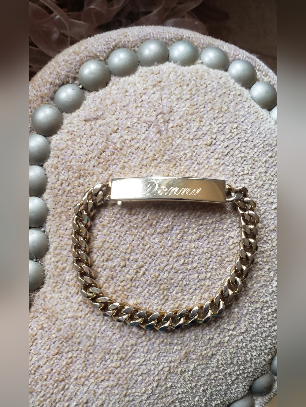 Gold-tone ID Bracrelet , Engraved DONNA (6.5inch Length)